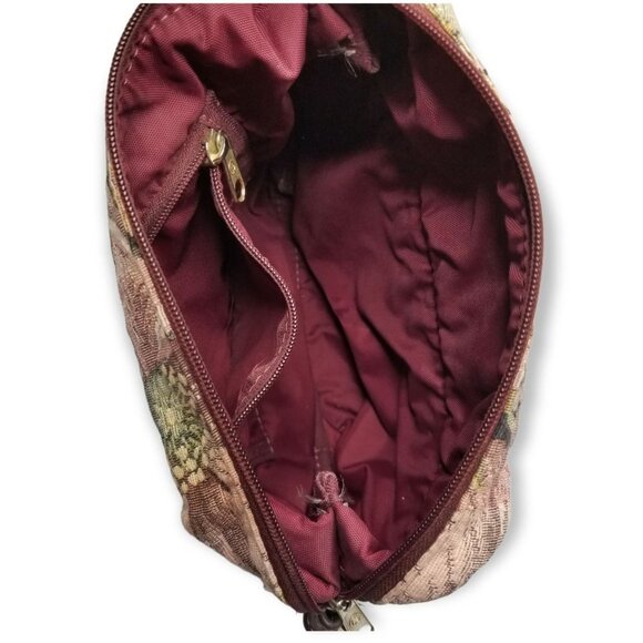 Vintage Crossbody Floral Tapestry Bag Zipper Pocket Nature Goblin Fairy - Picture 8 of 9